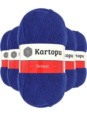 Kartopu 5 Adet Kristal Çift Katlı El Örgü Lif İpi Lacivert K627