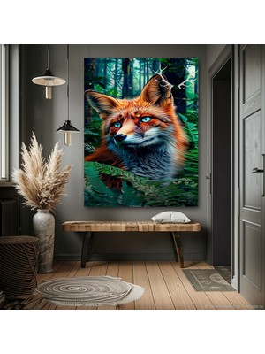 Özkacar Group Ormanda Çalıların Içindeki Tilki Kanvas Tablo Ev Duvar Salon Ofis Dükkan Hediyelik Dekarasyon Süsü