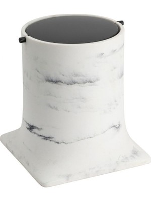 4 Litre Banyo Çöp Kovası Mermer Desenli-Krom Kapak Renk 247X225X225 mm