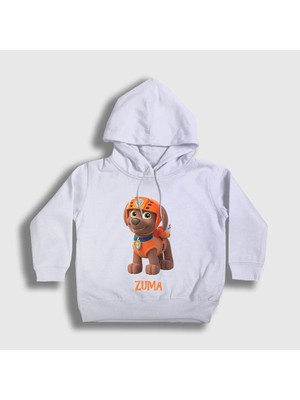 Presmono Unisex Çocuk Beyaz Zuma Paw Patrol Kapüşonlu Sweatshirt