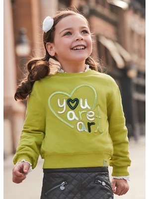 Mayoral Kız Çocuk Yeşil Işlemeli Sweatshirt 04479