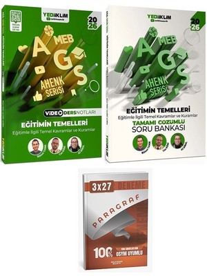 Yediiklim 2026 Meb-Ags Eğitimin Temelleri Video Ders Notları + Soru Bankası 2 Li Set+Anla Kazan Paragraf