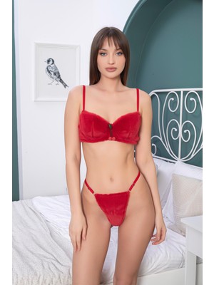 Cherry Charm Bordo-Peluş Bralet Set