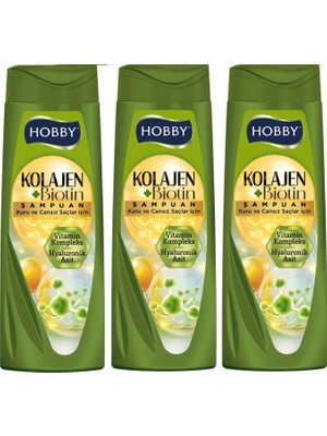 Hobby Şampuan Keratin Kafein Kuru ve Cansız Saçlar Hyaluronik Asit 480 ml x 3 Adet