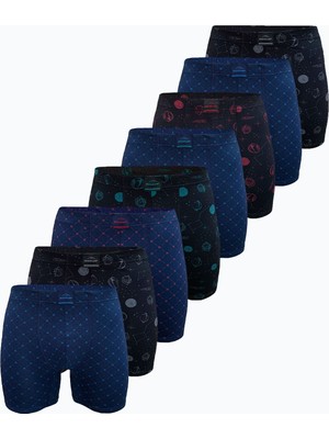 Malabadi Erkek Desenli 8 Li Paket Modal Uzun Boxer 8 Adet 8M250