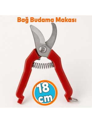 Bağ Budama Makası Bahçe Bitki Çiçek Gül Ağaç Üzüm Filiz Çubuk Çıbık Dal Budama Kesme Makas 18 cm
