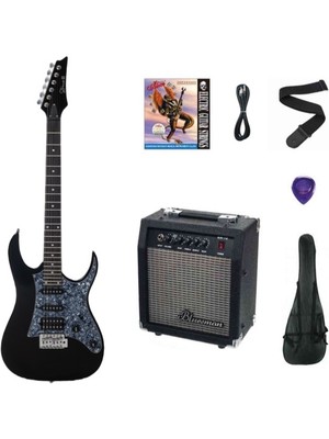 Strauss Esh-22 Bk Elektro Gitar Hss - Siyah Set (Anfi-Softcase-Askı-Tel-Kablo-Pena)