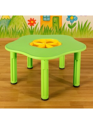 Hazneli Papatya Çocuk Aktivite Masası – Plastik Ayaklı | Anaokulu & Kreş Için Eğitici Masa