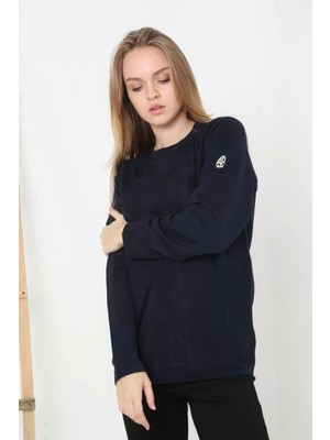 Kadın Biskilet Yaka Kolu Armalı - Lacivert