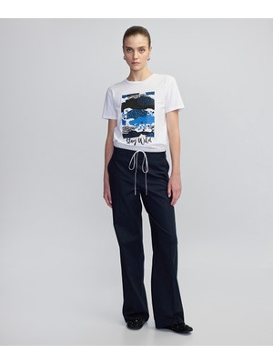 Kontrast Elastik Bel Pantolon IW6250003053015