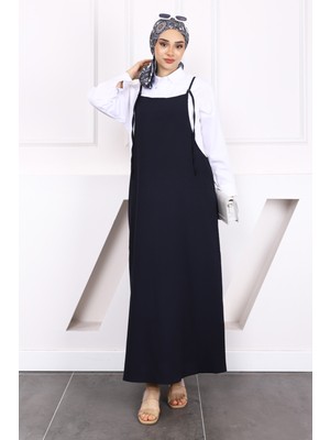 Lacivert Tesettür Jile Elbise