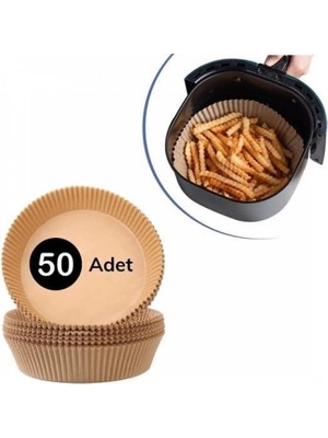 50 Adet Air Fryer Pişirme Kağıdı Tek Kullanımlık Hava Fritöz Yağ Geçirmez Yapışmaz Tabak Model