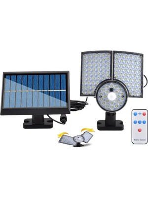 112 LED Güneş Enerjili 3 Mod Kumandalı 4.5 Metre Kablolu Kaliteli Sensörlü Solar Sokak Lambası Aplik