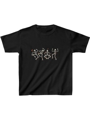 Unisex Çocuk Baskılı T-Shirt - Siyah