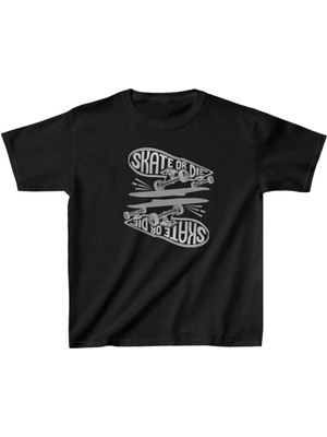 Unisex Çocuk Baskılı T-Shirt - Siyah