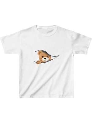 Unisex Çocuk Baskılı T-Shirt - Beyaz