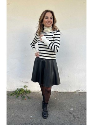 Balıkçı Yaka Çizgili Droplu Kazak