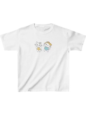 Unisex Çocuk Baskılı T-Shirt - Beyaz