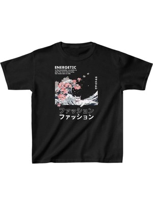 Unisex Çocuk Baskılı T-Shirt - Siyah