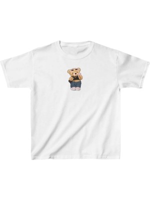 Unisex Çocuk Baskılı T-Shirt - Beyaz