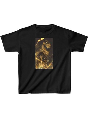 Unisex Çocuk Baskılı T-Shirt - Siyah