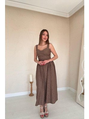 Tua Moda Vizon Yanları Büzgülü Göğüs Kuplu Elbise