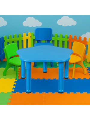 Papatya Desenli Çocuk Aktivite Masası ve 3 Renkli Sandalye Seti | Anaokulu, Kreş, Oyun Alanı, Etkinlik Masası (3+ Yaş)