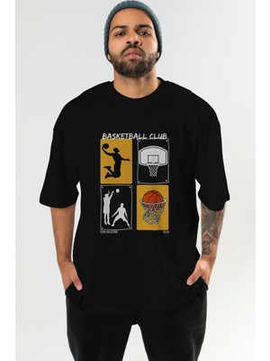 Basketball Club Ön Baskılı Oversize T-Shirt Erkek Kadın %100 Pamuk Bisiklet Yaka Tişort