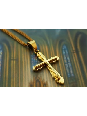 Şıklığın ve Inancın Simgesi Minimal Tasarımlı Altın Renk Haç Kolye