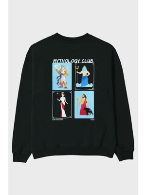Mythology Club 2 Arka Baskılı Oversize Sweatshirt Erkek Kadın Unisex