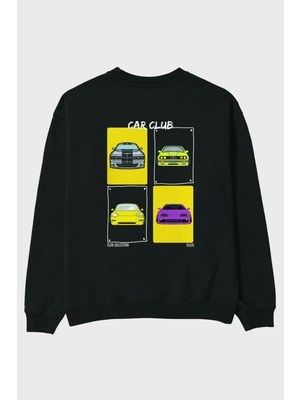 Car Club Arka Baskılı Oversize Sweatshirt Erkek Kadın Unisex