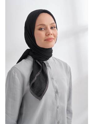 Armanda Müslin Biyeli Eşarp 3353-SIYAH