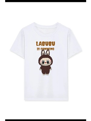 Kız Labubu Çocuk Baskılı T-Shirt - Beyaz