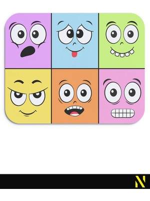 Nilizma Ifadeler Emojiler Duygular Ruh Hali Temalı Renkli Ergonomik  Mouse Pad - 23 cm x 19 cm - Kaydırmaz Taban Ev ve Ofis Kullanımı Için Ideal Fare Altlığı Mousepad