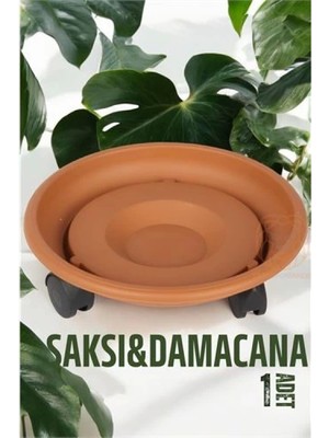  Tekerlekli Saksı Altığı 37 cm Kahve