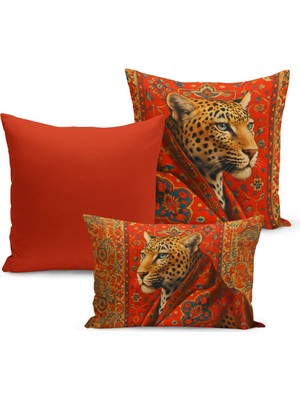 Bertille Home Klasik Leopar Serisi Çift Tarafı Dijital Baskılı  3'lü Kırlent Kılıfı Seti (Leopard)