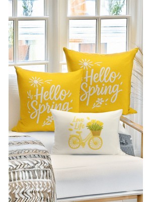 Bertille Home Çift Tarafı Dijital Baskılı  3'lü Kırlent Kılıfı Seti (Panç /punch Nakış Desen Görünümlü)