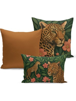 Bertille Home Klasik Leopar Serisi Çift Tarafı Dijital Baskılı  3'lü Kırlent Kılıfı Seti (Leopard)
