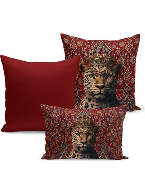 Bertille Home Klasik Leopar Serisi Çift Tarafı Dijital Baskılı  3'lü Kırlent Kılıfı Seti (Leopard)