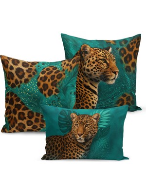 Bertille Home Klasik Leopar Serisi Çift Tarafı Dijital Baskılı  3'lü Kırlent Kılıfı Seti (Leopard)
