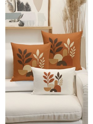 Bertille Home Çift Tarafı Dijital Baskılı  3'lü Kırlent Kılıfı Seti (Panç /punch Nakış Desen Görünümlü)