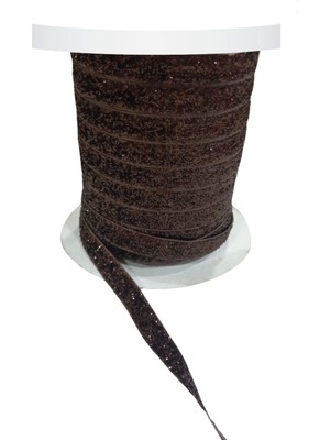 Marsilyan Kadife Kurdele Simli 1 cm Kahverengi 2 Metre