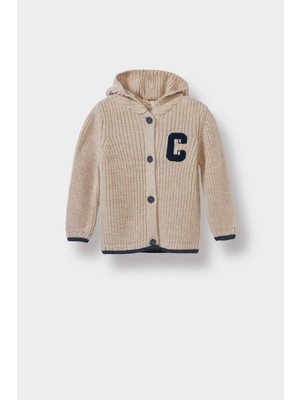 DeFacto Triko Kapüşonlu Harf Nakışlı Düğmeli Hırka Erkek Bebek C8863A525AU