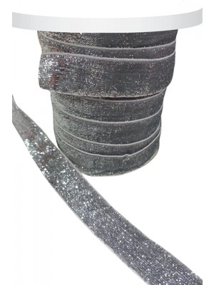 Marsilyan Kadife Kurdele Simli 2 cm Gümüş 1 Metre