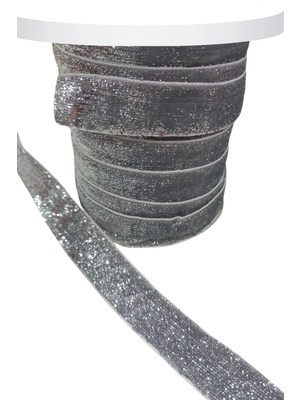 Marsilyan Kadife Kurdele Simli 2 cm Gümüş 5 Metre
