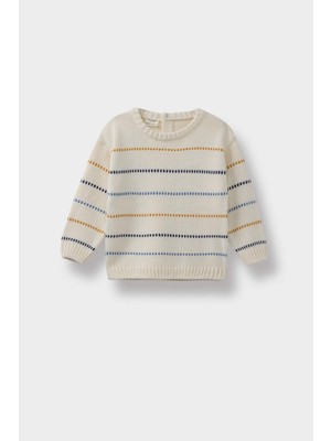 DeFacto Erkek Bebek Bisiklet Yaka Çizgili Triko Kazak C8872A525AU