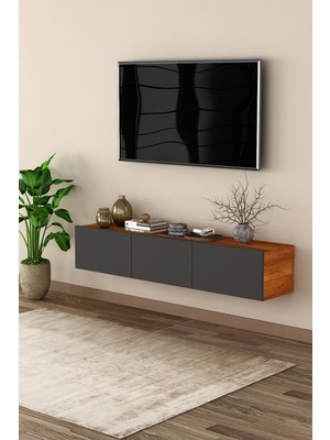 Modern Duvara Monte TV Ünitesi %100 MDF Kapaklı Televizyon Sehpası T-27
