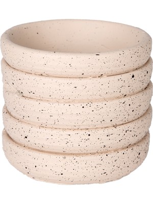 Herdekora Beton Saksı Yatay Kabartma Çizgili Krem 7,5x7 Cm.