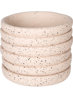 Herdekora Beton Saksı Yatay Kabartma Çizgili Krem 10X8 Cm.