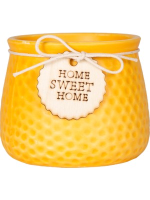 Herdekora Seramik Saksı Home Sweet Home Aksesuarlı Sarı 10,5x8 Cm.